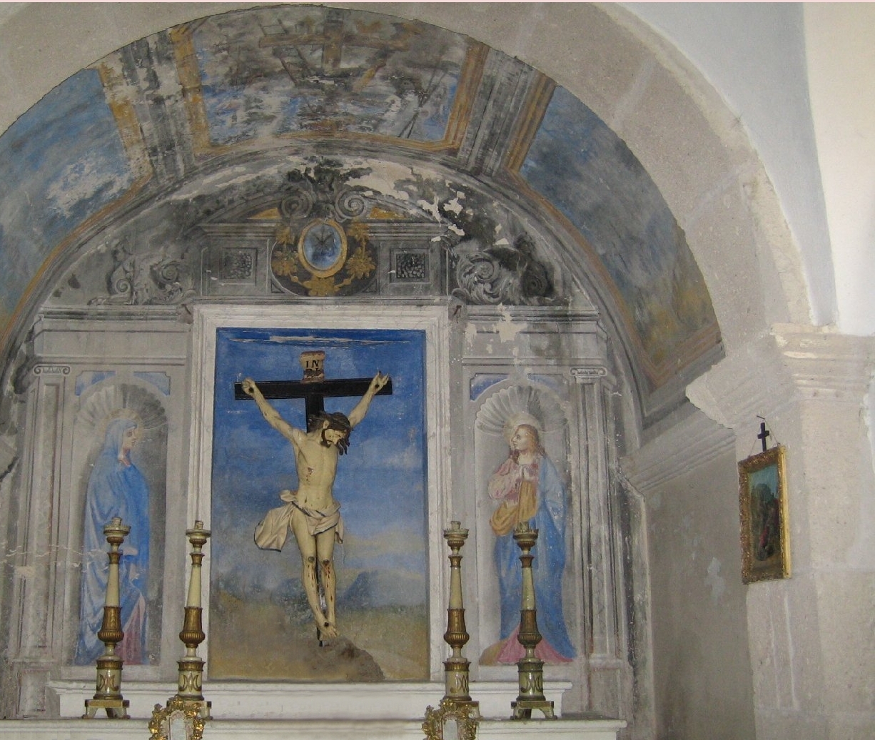Madonna addolorata, san giovanni evangelista e simboli della passione (dipinto)