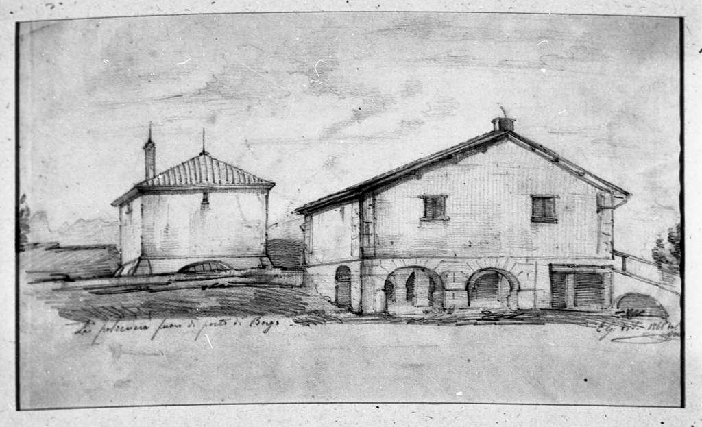 La polveriera fuori porta di Borgo (disegno) di Gelli Edoardo (sec. XIX)