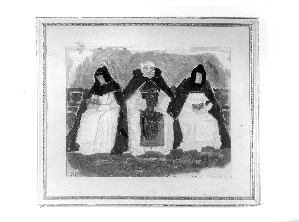 costumi per tre personaggi (disegno, elemento d'insieme) di Vagnetti Giovanni (sec. XX)