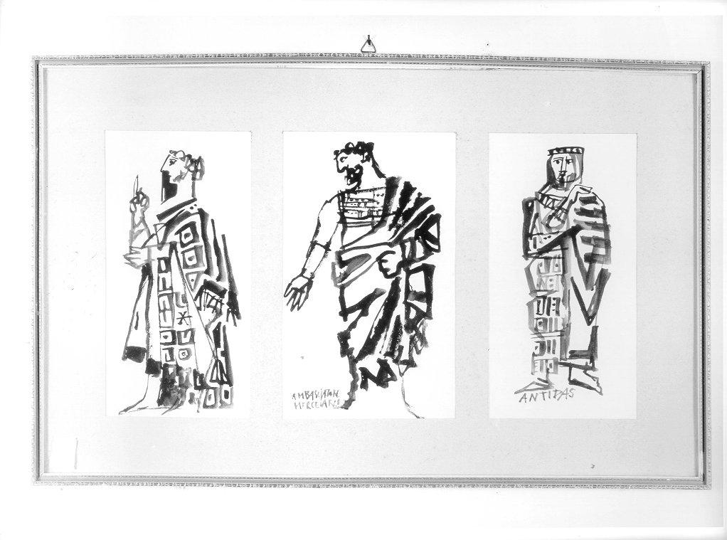 costume per personaggio maschile (disegno, elemento d'insieme) di Luzzati Emanuele (sec. XX)