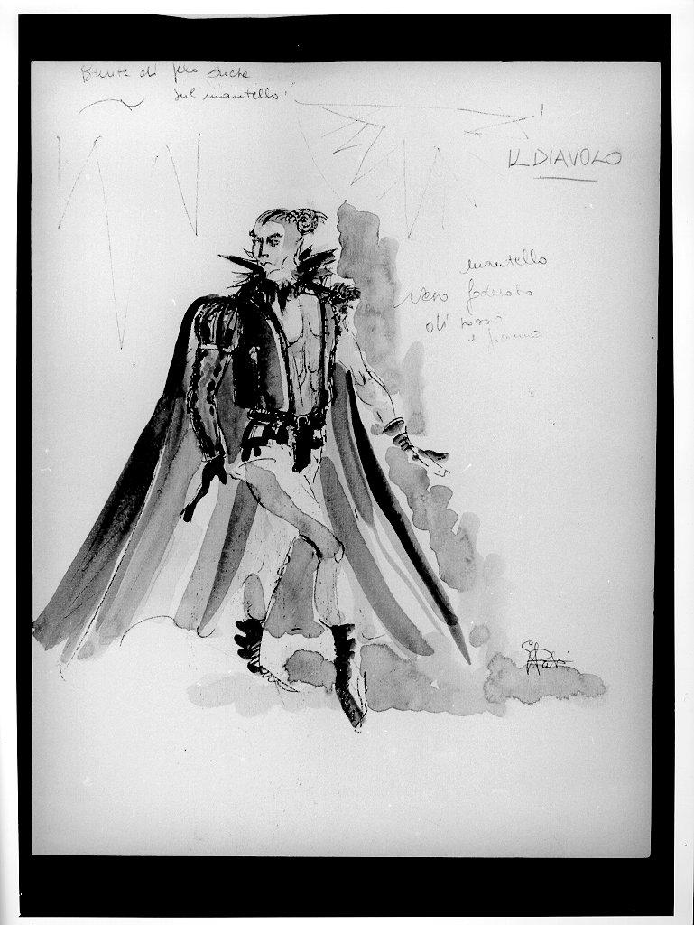 costume per personaggio maschile (disegno, elemento d'insieme) di Puliti Elena (sec. XX)