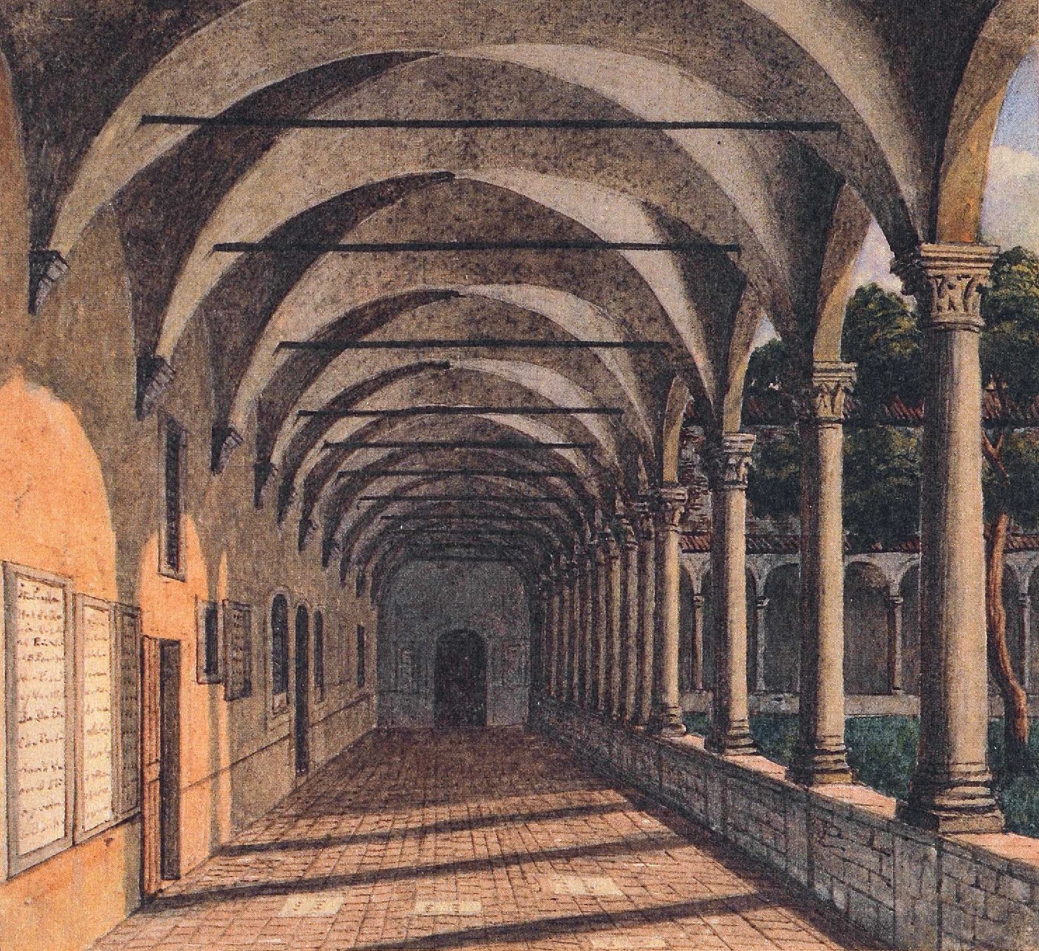 Il chiostro di San Francesco, chiostro (disegno, opera isolata) - ambito francese (sec. XIX)