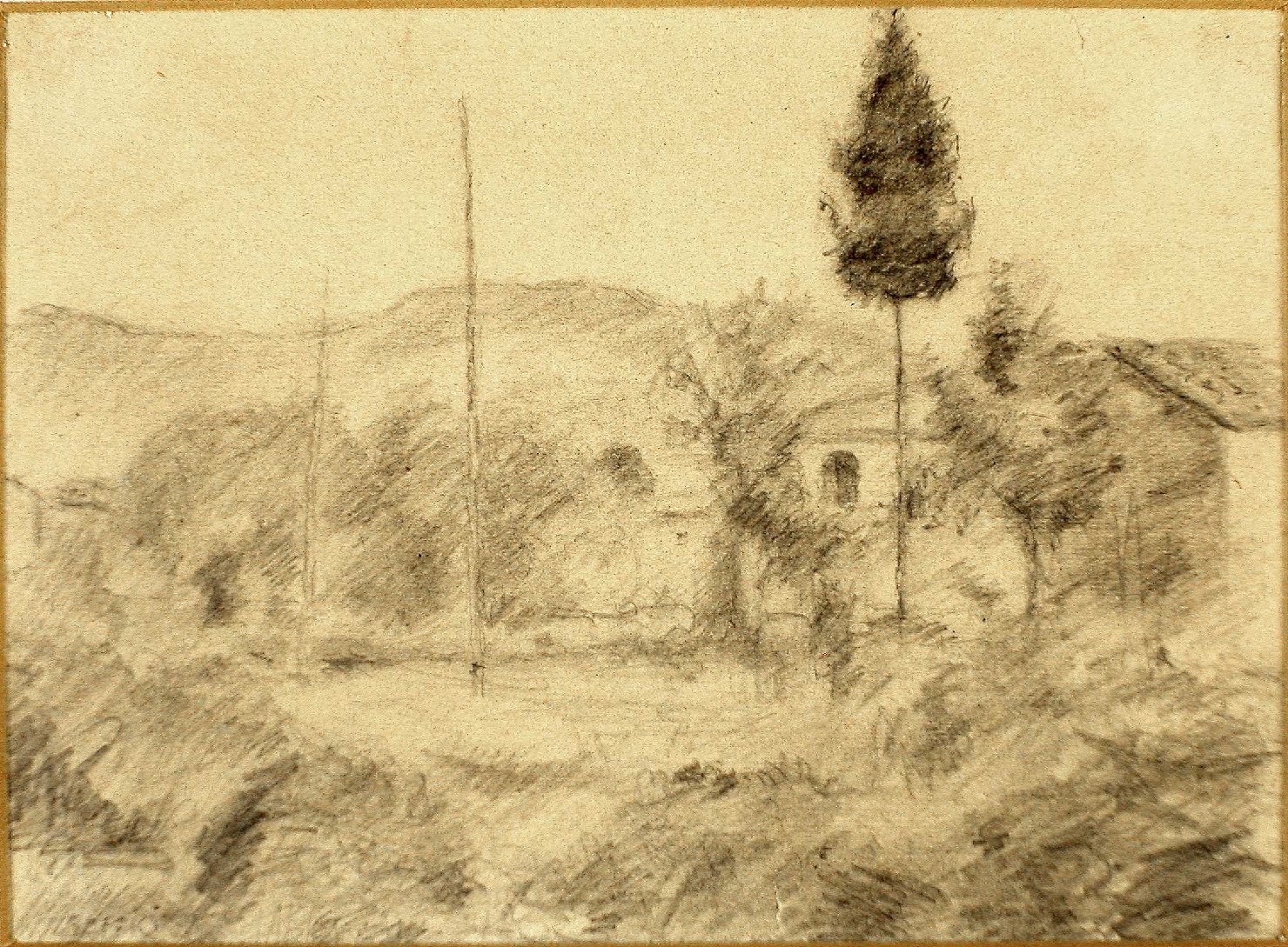 Paesaggio, paesaggio (disegno, opera isolata) di Soffici Ardengo (sec. XX)