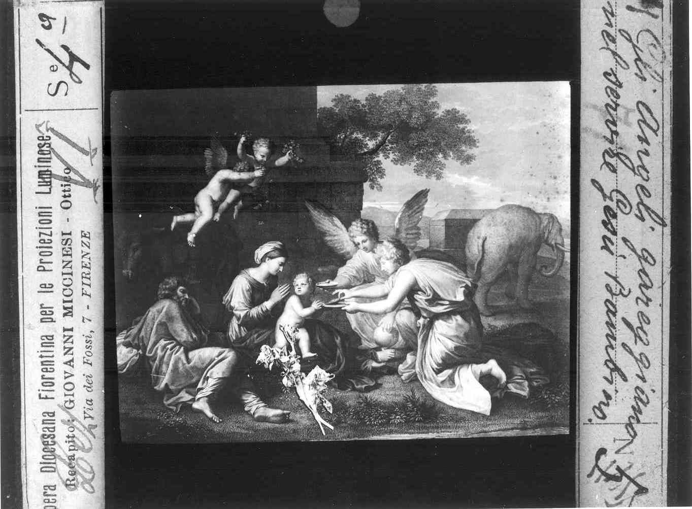 SACRA FAMIGLIA E ANGELI (diapositiva) di Anonimo (prima metà XX)