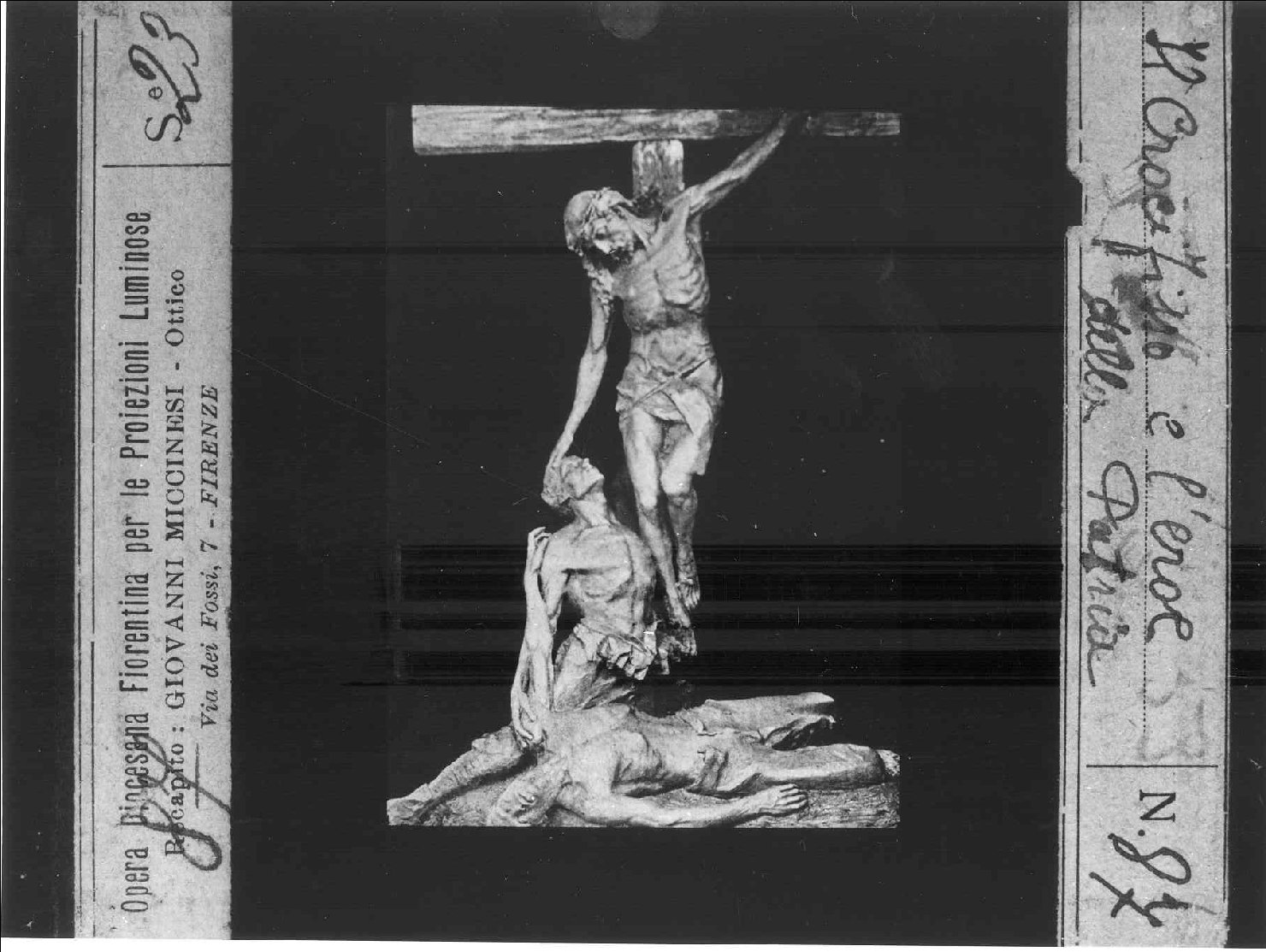 IL CROCIFISSO E L'EROE DELLA PATRIA (diapositiva) di Anonimo (prima metà XX)