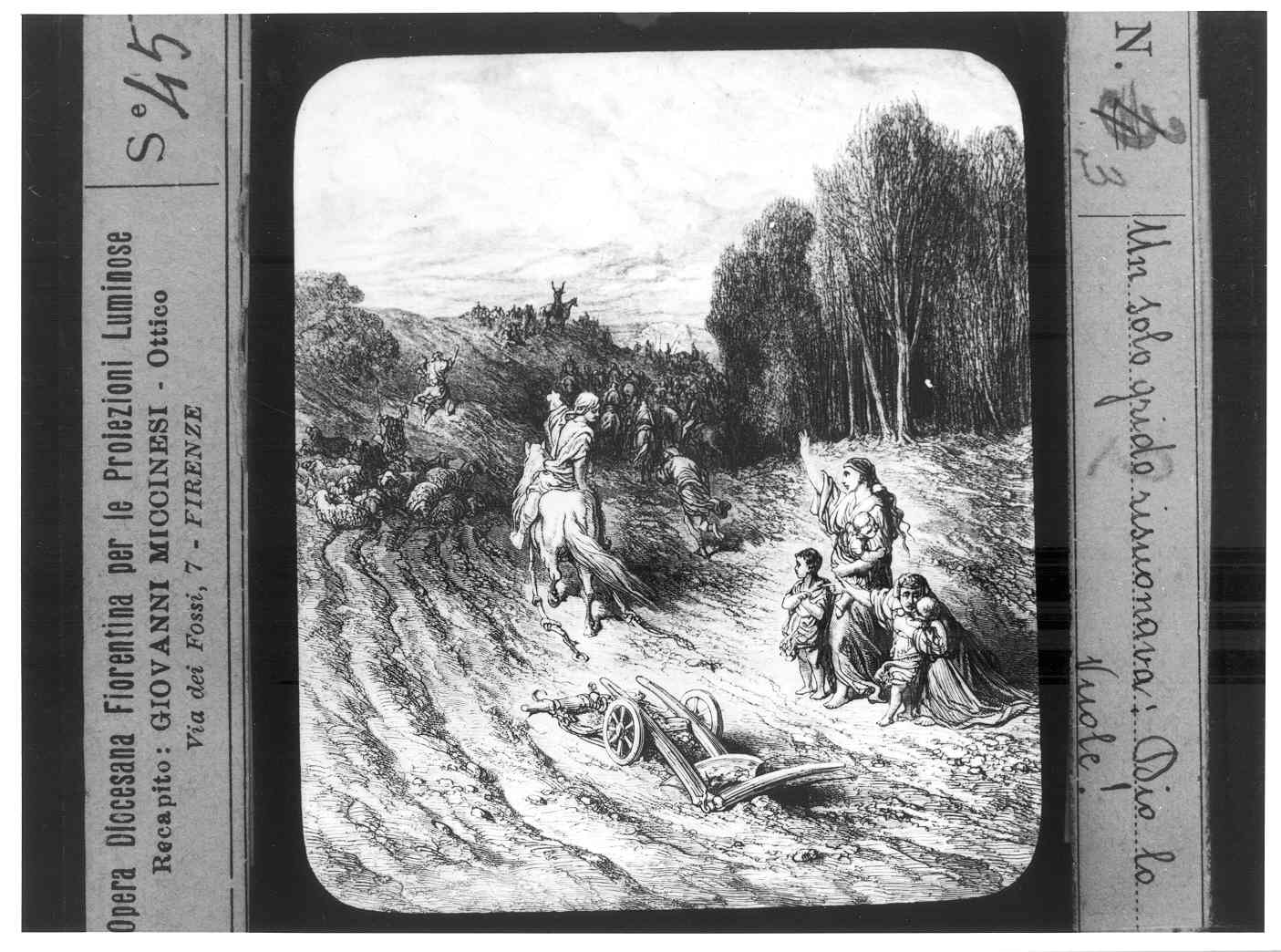 Riproduzione di un stampa illustrante gruppo di soldati in partenza (diapositiva) di Anonimo (XX)