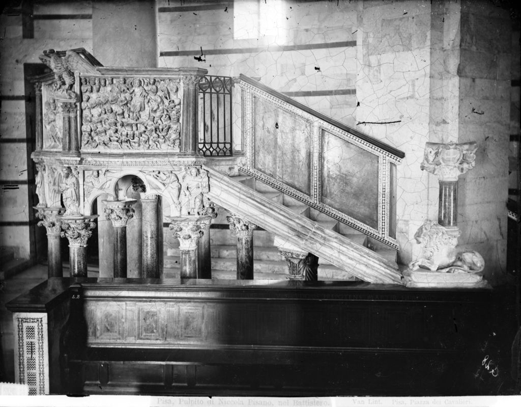 Pisa - Battistero - Pergamo (negativo) di Nicola Pisano, Lint, Enrico van (seconda metà XIX)