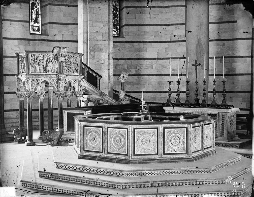 Pisa - Battistero - Vedute interne (negativo) di Guido da Como, Nicola Pisano, Anonimo (XIX/ XX)