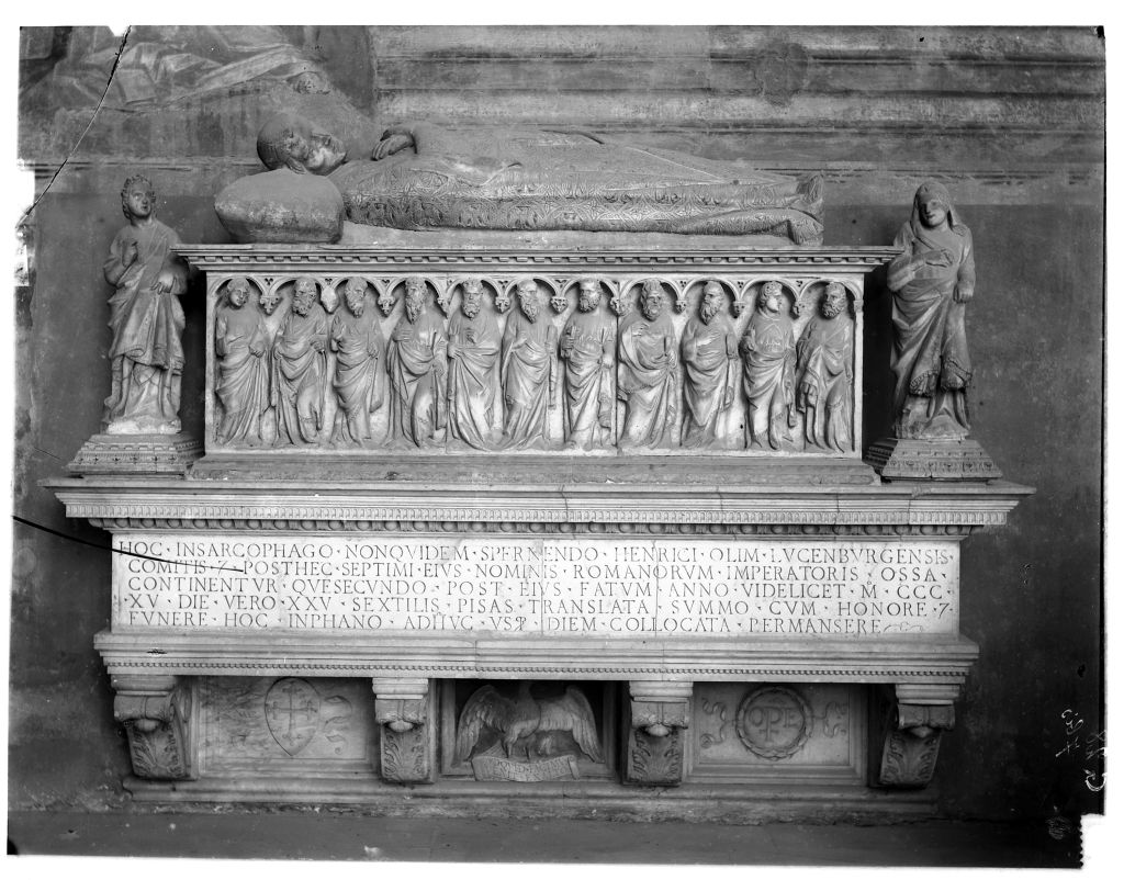 Tino di Camaino. Tomba di Arrigo VII - Pisa (negativo) di Tino di Camaino, Anonimo (XIX/ XX)