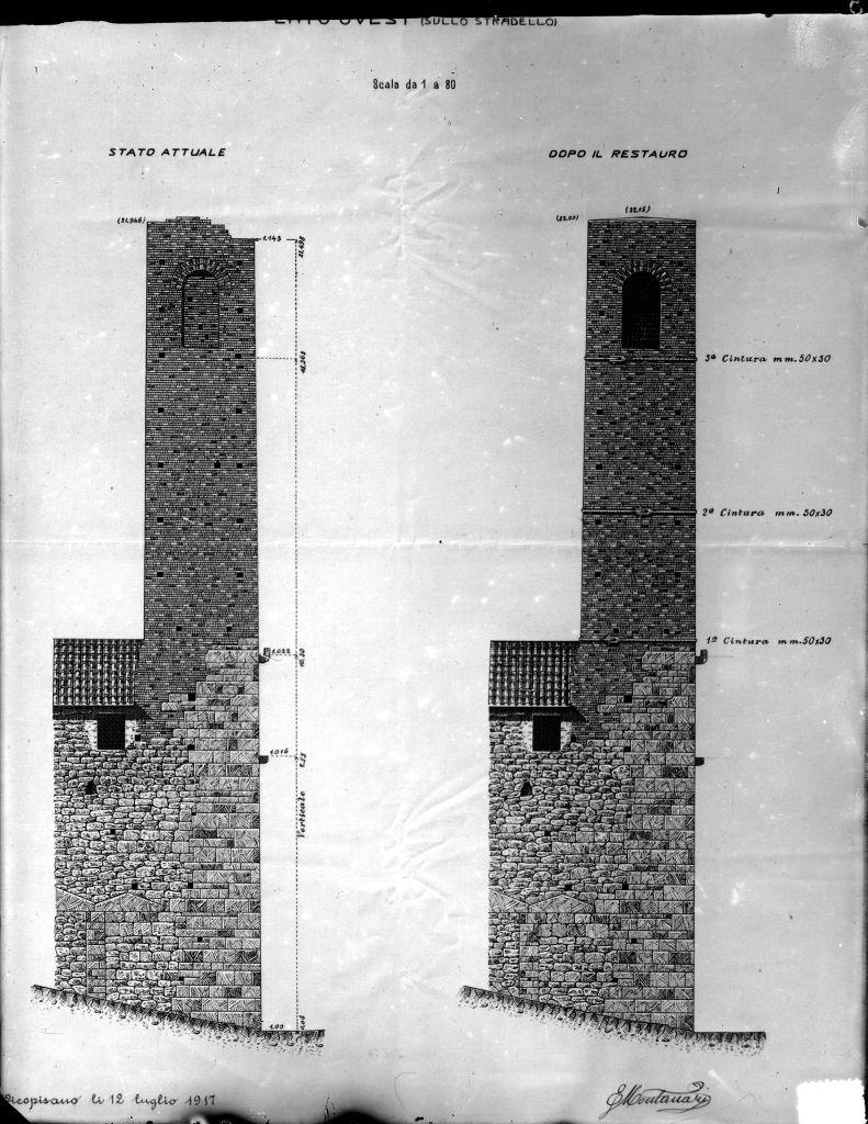 Vicopisano - Torre Malanima - Disegni (negativo) di Anonimo (primo quarto XX)