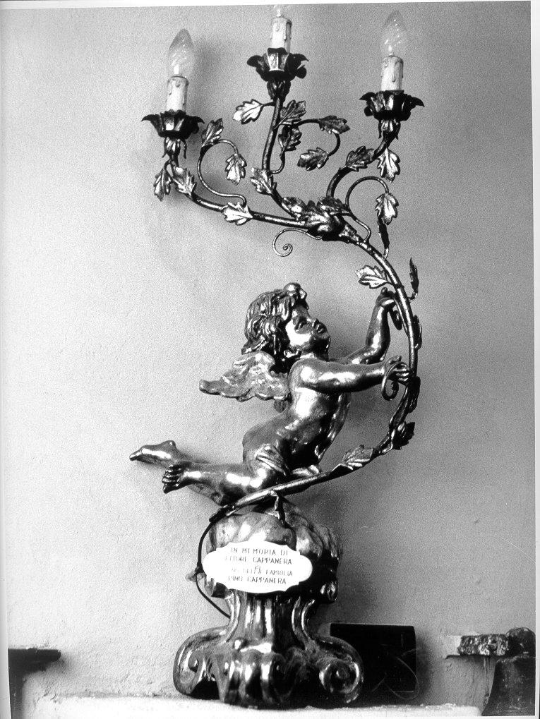 candelabro - a statuetta, serie - ambito lunigianese (secc. XVII/ XVIII)