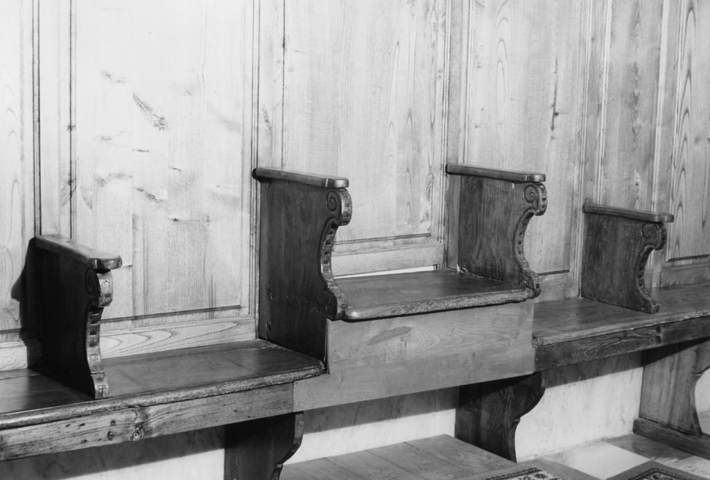 stalli del coro, frammento - bottega toscana (sec. XVII, sec. XX)