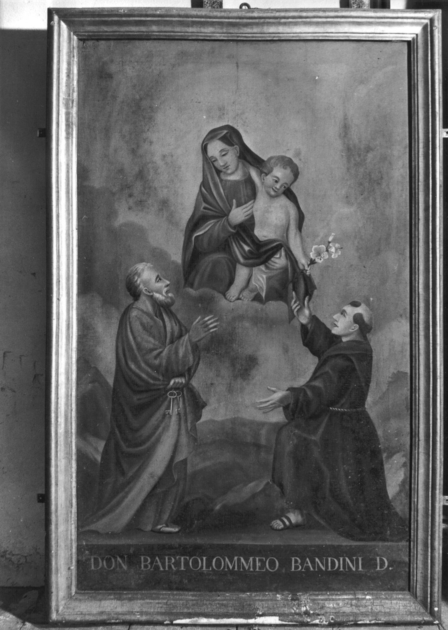 MADONNA CON BAMBINO CON SAN PIETRO E SANT'ANTONIO DA PADOVA (dipinto) - ambito italiano (sec. XIX)