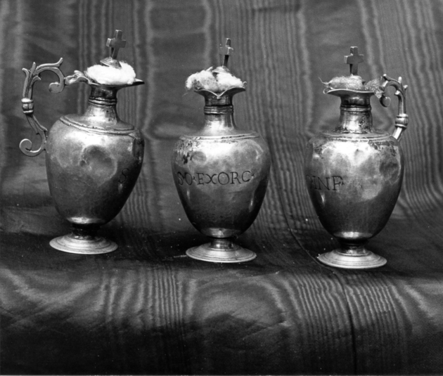 vasetti per oli santi, serie - ambito lucchese (sec. XVII)