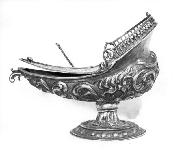 navicella portaincenso - a galeone - bottega lucchese (sec. XVIII)