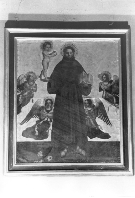 Sant'Antonio da Padova con il bambino e angeli (dipinto) - ambito toscano (fine/inizio secc. XIX/ XX)