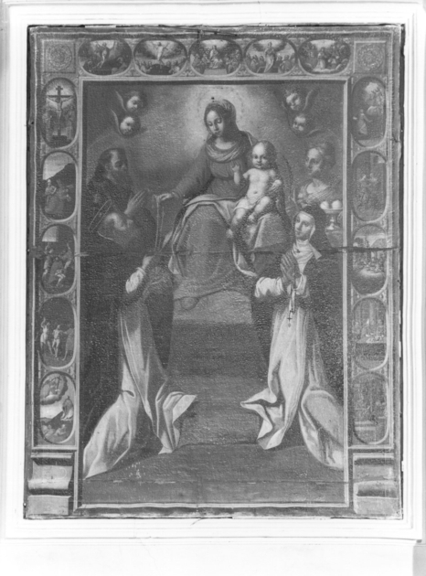 Madonna del Rosario con San Domenico, Sant'Antonio Abate, Sant'Agata e Santa Caterina da Siena (dipinto) - ambito italiano (sec. XVIII)