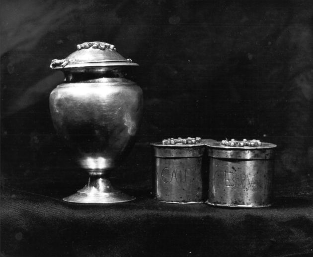 custodia - dei vasi per la riserva degli oli santi di Vambrè Giovanni il Vecchio (maniera) (sec. XVII)