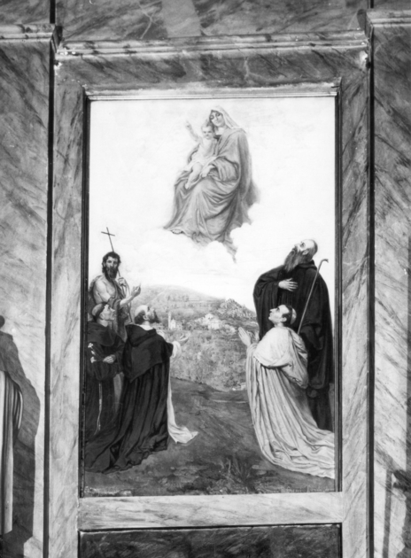 Madonna con Bambino e San Giovanni Battista, Sant'Antonio da Padova, Santo Domenicano, Sant'Antonio Abate e San Carlo Borromeo (dipinto) - bottega italiana (fine/inizio secc. XIX/ XX)