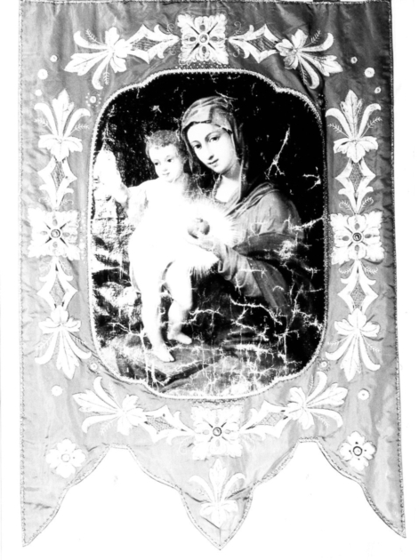 MADONNA CON BAMBINO E SACRO CUORE (stendardo) - manifattura lucchese (sec. XIX)