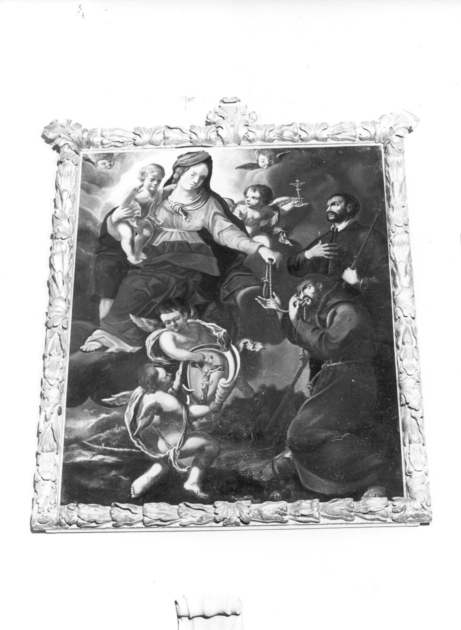 Madonna con Bambino in gloria (dipinto) - ambito genovese (sec. XVII)