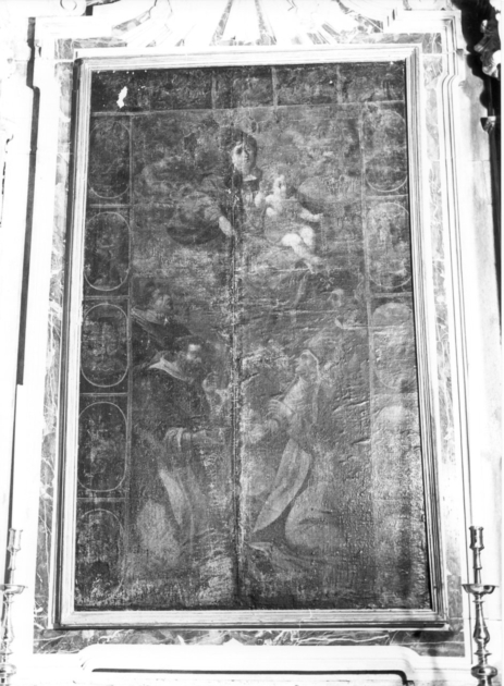 MADONNA DEL ROSARIO CON SAN DOMENICO E SANTA CATERINA DA SIENA (dipinto) - ambito italiano (sec. XVII)