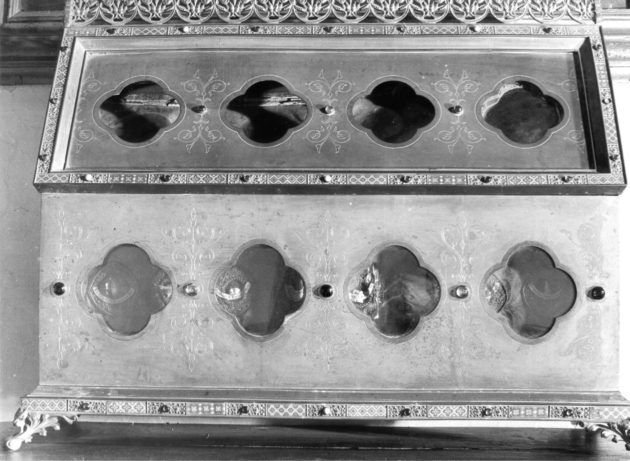 reliquiario a teca - a urna - bottega italiana (fine/inizio secc. XIX/ XX)