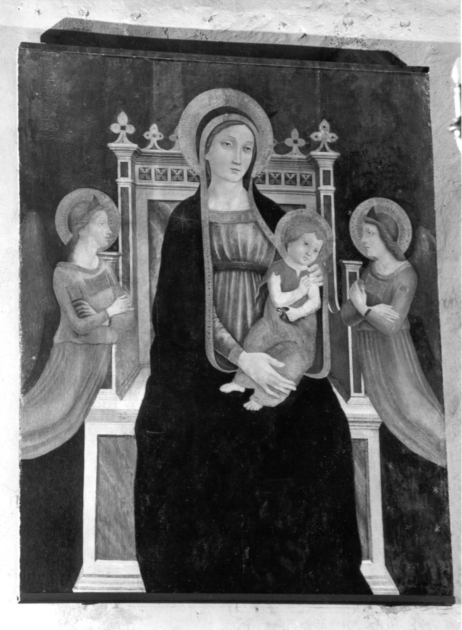 Madonna con Bambino e angeli (dipinto) di Frediani Vincenzo di Antonio (attribuito) (inizio sec. XVI)