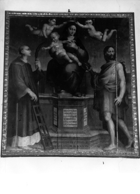 Madonna in trono e Santi (dipinto) di Ezechia da Vezzano detto Zacchia il Vecchio (sec. XVI)