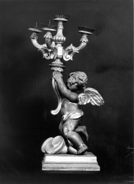 candelabro, serie - bottega lucchese (fine/inizio secc. XVIII/ XIX)