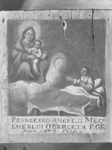 MADONNA CON BAMBINO E AMMALATO (ex voto) - bottega versiliese (sec. XIX)