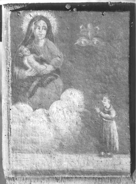 MADONNA CON BAMBINO E FRATE (ex voto) - bottega versiliese (prima metà sec. XIX)