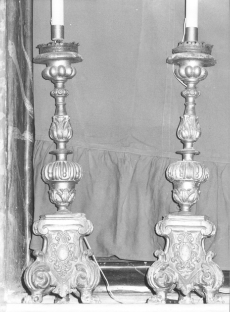 candeliere, serie - bottega lucchese (fine/inizio secc. XVIII/ XIX)