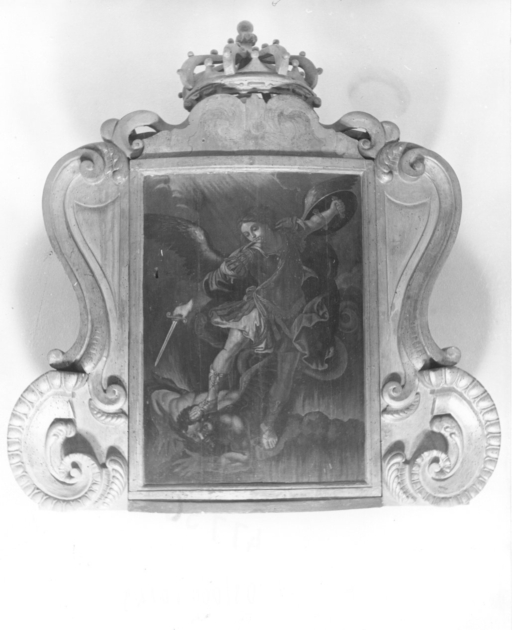 San Michele Arcangelo combatte Satana (armadietto) - bottega italiana (fine/inizio secc. XVIII/ XIX)