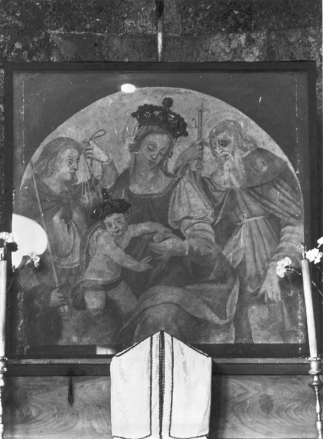Madonna con Bambino con San Michele e San Rocco (dipinto) - ambito toscano (sec. XVI)