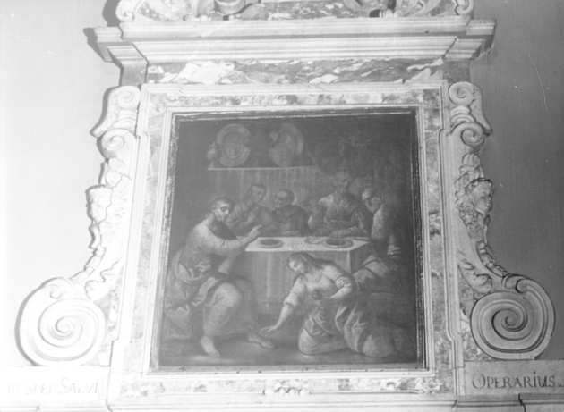 SANTA MARIA MADDALENA UNGE I PIEDI DI CRISTO (dipinto) - ambito italiano (sec. XVII)