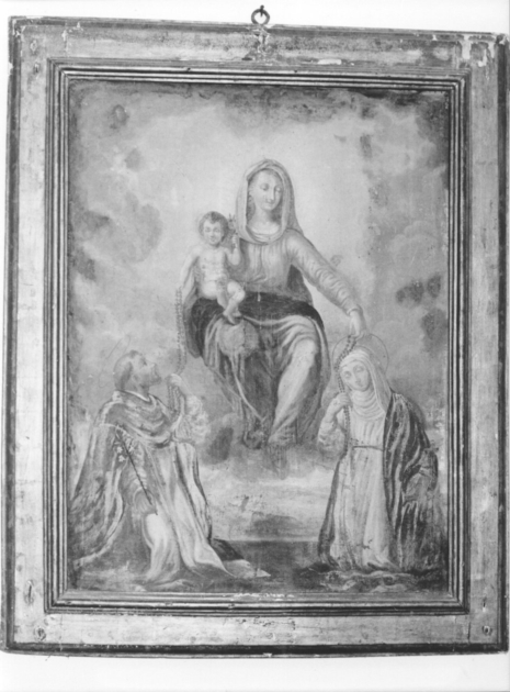 MADONNA DEL ROSARIO CON SAN DOMENICO E SANTA CATERINA DA SIENA (dipinto) - ambito italiano (sec. XIX)