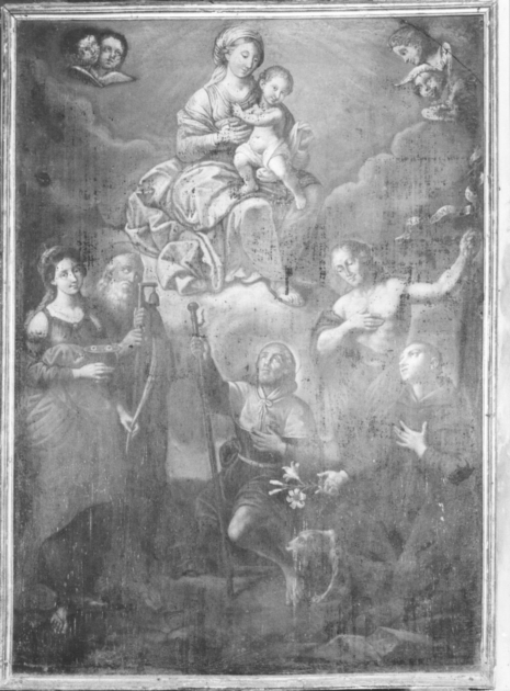 Madonna con Bambino con Santa Lucia San Rocco, San Giovanni Battista, Sant'Antonio da Padova e Santo (dipinto) - ambito italiano (fine/inizio secc. XVIII/ XIX)