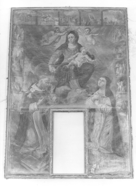MADONNA DEL ROSARIO CON SAN DOMENICO E SANTA CATERINA DA SIENA (dipinto) - ambito italiano (metà sec. XVII)