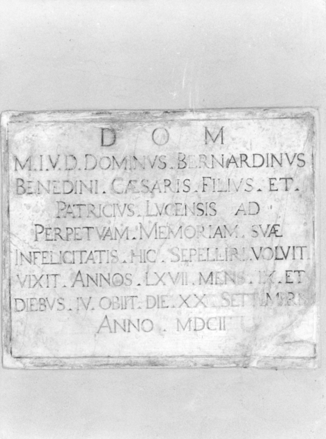 lapide commemorativa - bottega italiana (sec. XVII)