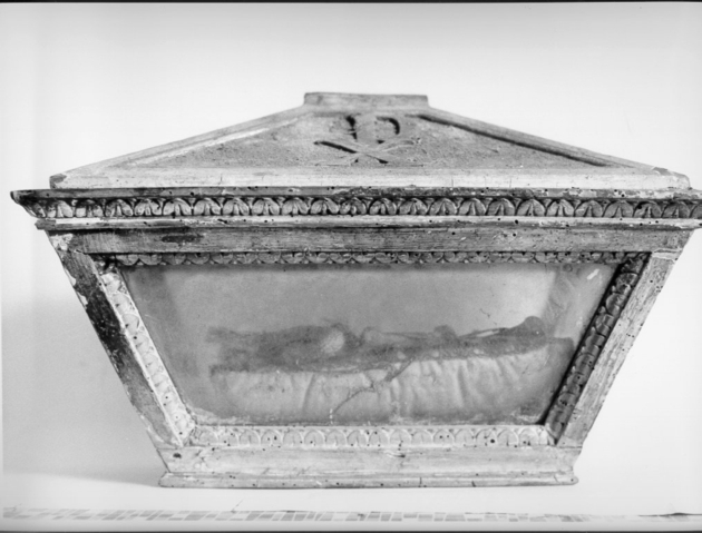 reliquiario a teca - a urna - bottega toscana (fine/inizio secc. XVII/ XVIII)