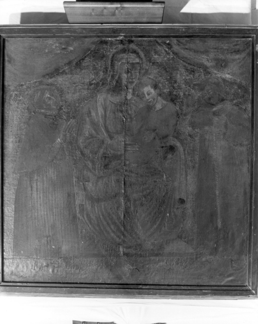 MADONNA CON BAMBINO, SAN FRANCESCO E SAN CARLO BORROMEO (dipinto) - ambito italiano (secc. XVI/ XVII)