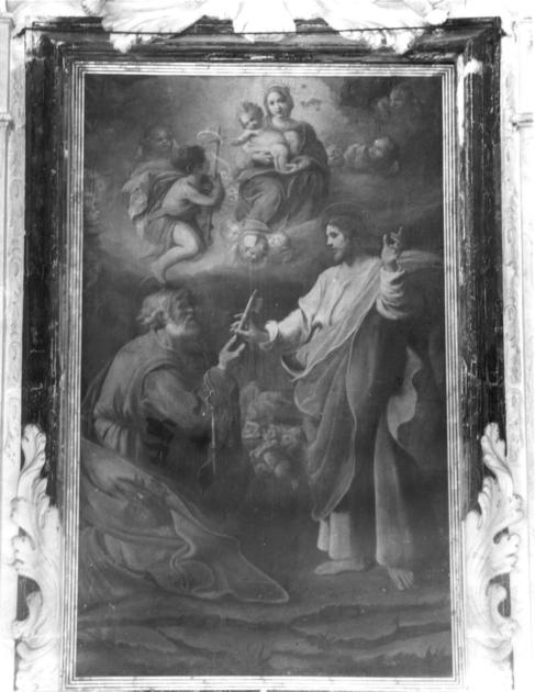 CRISTO CONSEGNA LE CHIAVI A SAN PIETRO (dipinto) di Lorenzo di Bartolomeo detto Baccio Ciarpi (sec. XVII)