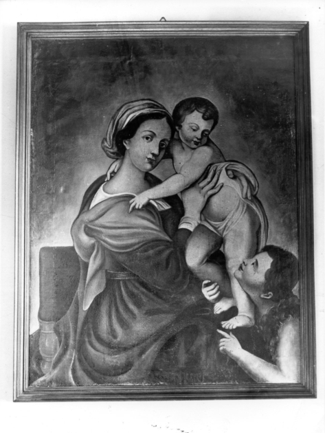 MADONNA CON BAMBINO E SAN GIOVANNINO (dipinto) - ambito toscano (sec. XVII)
