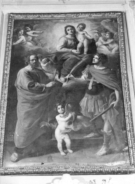 Madonna con Bambino, San Bartolomeo e San Maurizio (dipinto) di Lorenzo di Bartolomeo detto Baccio Ciarpi (sec. XVII)