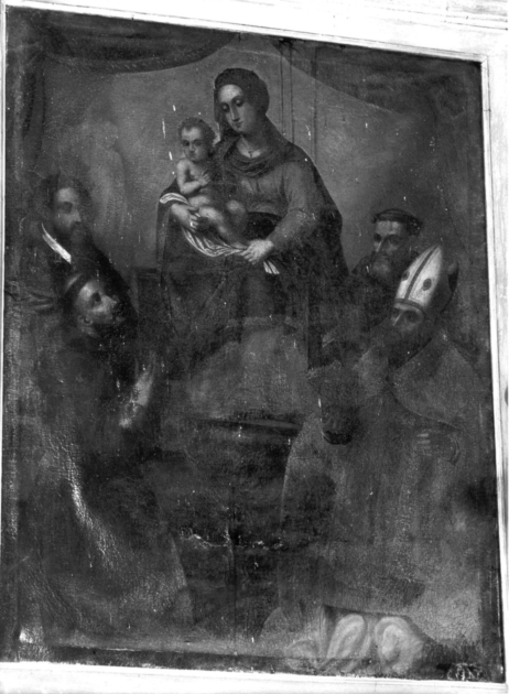 MADONNA CON BAMBINO E SANTI (dipinto) - ambito italiano (sec. XVIII)