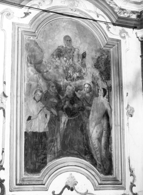 MADONNA CON BAMBINO E SAN LUIGI GONZAGA, SAN FRANCESCO D'ASSISI, SAN SEBASTIANO (dipinto) - ambito italiano (sec. XIX)