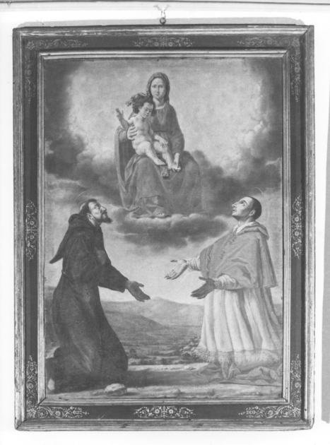 MADONNA DEL CARMELO CON SAN FRANCESCO D'ASSISI E SAN CARLO BORROMEO (dipinto) - ambito italiano (secc. XVII/ XVIII)