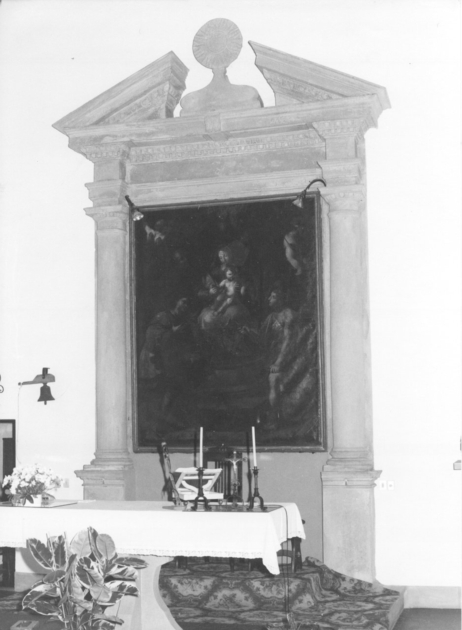 Madonna con Bambino in trono con San Rocco, San Giuseppe e San Sebastiano (dipinto) - ambito toscano (sec. XVIII)