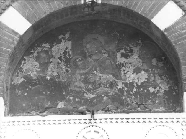 MADONNA CON BAMBINO, SAN VINCENZO E SANT'ANASTASIO (dipinto) - ambito italiano (secc. XV/ XVI)